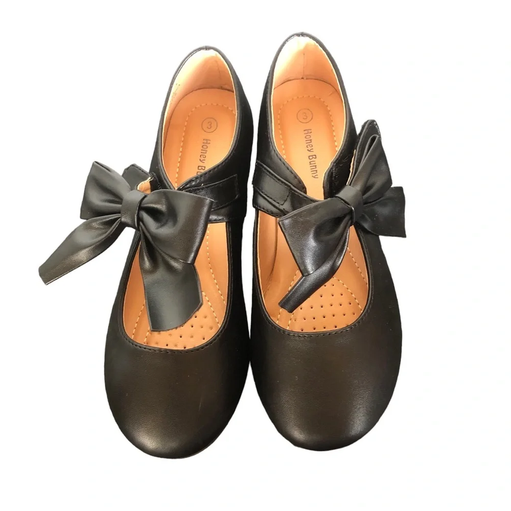 Honey Bunny Black Big Bow Ballet Flats size 3 - Picture 4 of 14